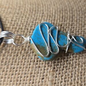 Hand crafted Magnesite dyed Turquoise Pendant #158